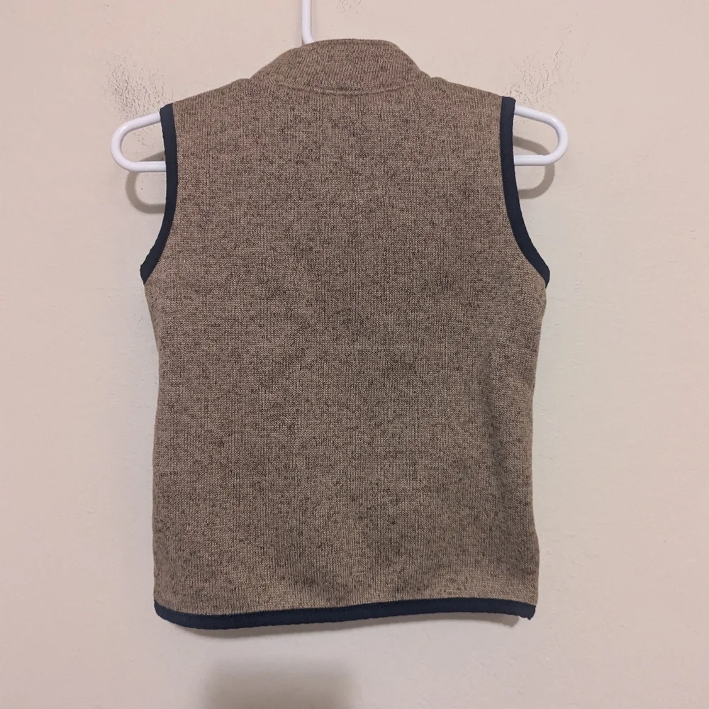 Carter's Tan Knit Fleece Vest with Navy Pocket